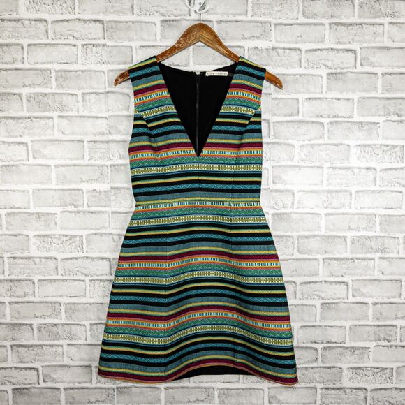 Alice + Olivia Colorful Striped Mini Dress - Picture 3 of 9